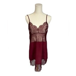 Cami NYC Silk Blend Slip Lace Sheer Lingerie Dress Red Size Small
